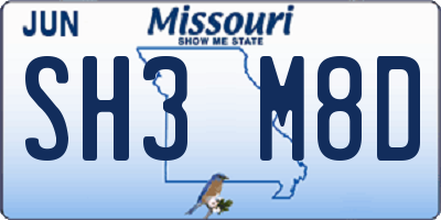 MO license plate SH3M8D
