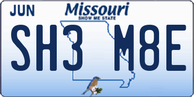 MO license plate SH3M8E
