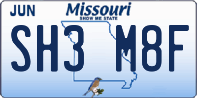 MO license plate SH3M8F