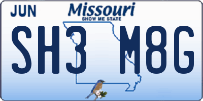 MO license plate SH3M8G