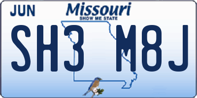 MO license plate SH3M8J