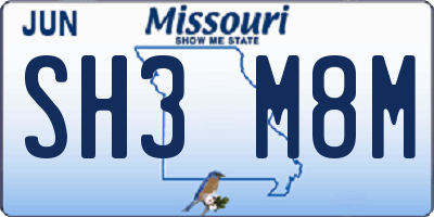 MO license plate SH3M8M