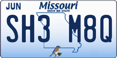 MO license plate SH3M8Q