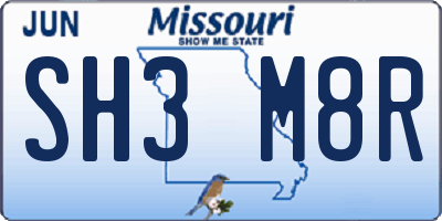 MO license plate SH3M8R