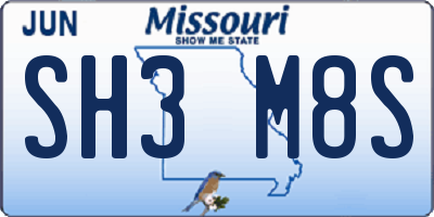 MO license plate SH3M8S