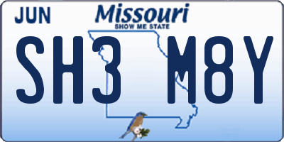 MO license plate SH3M8Y