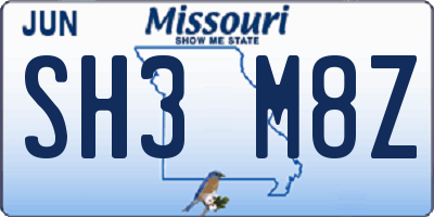 MO license plate SH3M8Z