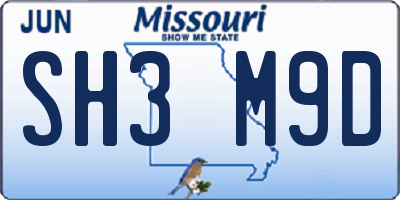 MO license plate SH3M9D