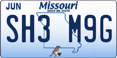 MO license plate SH3M9G