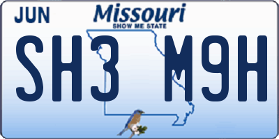 MO license plate SH3M9H