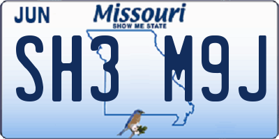 MO license plate SH3M9J