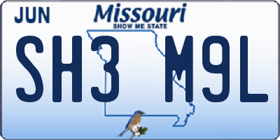 MO license plate SH3M9L