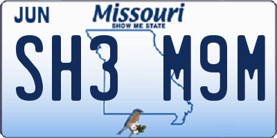 MO license plate SH3M9M