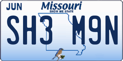 MO license plate SH3M9N
