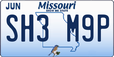 MO license plate SH3M9P