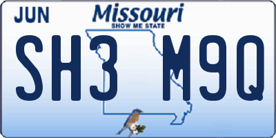 MO license plate SH3M9Q