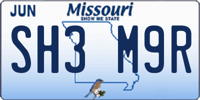 MO license plate SH3M9R