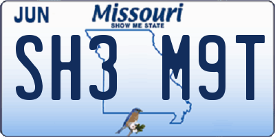 MO license plate SH3M9T