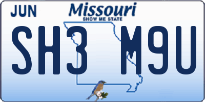MO license plate SH3M9U