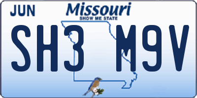 MO license plate SH3M9V
