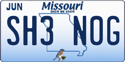 MO license plate SH3N0G