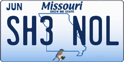 MO license plate SH3N0L