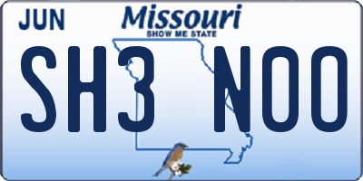 MO license plate SH3N0O