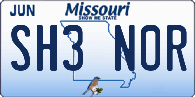 MO license plate SH3N0R