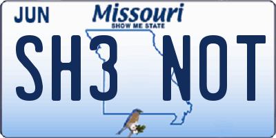 MO license plate SH3N0T