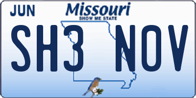 MO license plate SH3N0V
