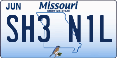 MO license plate SH3N1L