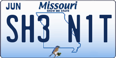 MO license plate SH3N1T