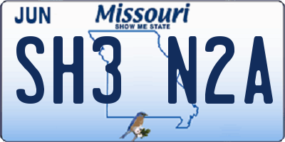 MO license plate SH3N2A