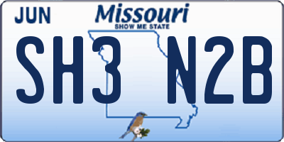 MO license plate SH3N2B