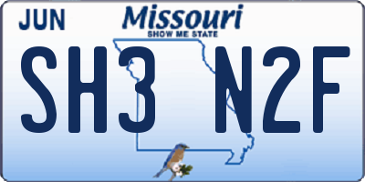 MO license plate SH3N2F