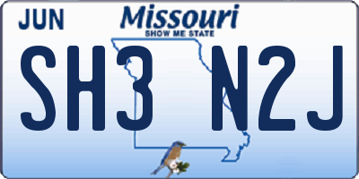 MO license plate SH3N2J