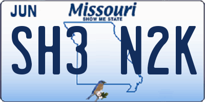 MO license plate SH3N2K