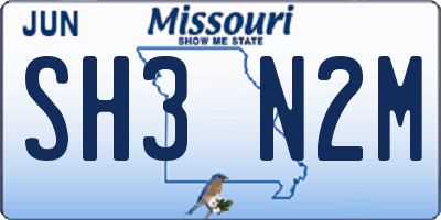 MO license plate SH3N2M