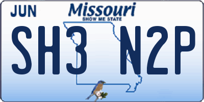 MO license plate SH3N2P