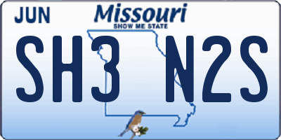 MO license plate SH3N2S