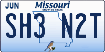 MO license plate SH3N2T