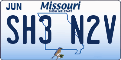 MO license plate SH3N2V