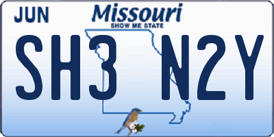 MO license plate SH3N2Y