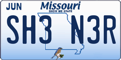 MO license plate SH3N3R