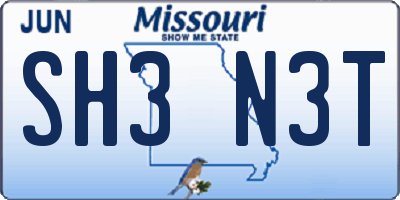 MO license plate SH3N3T