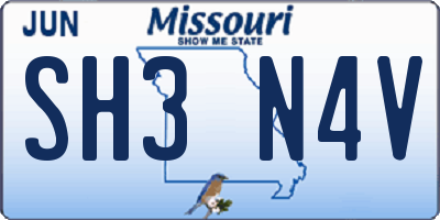 MO license plate SH3N4V