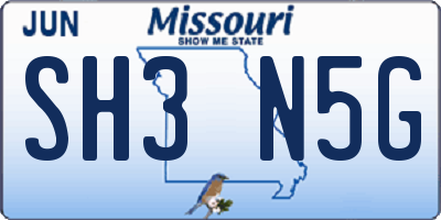 MO license plate SH3N5G