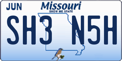 MO license plate SH3N5H