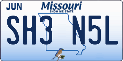 MO license plate SH3N5L