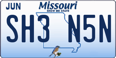 MO license plate SH3N5N